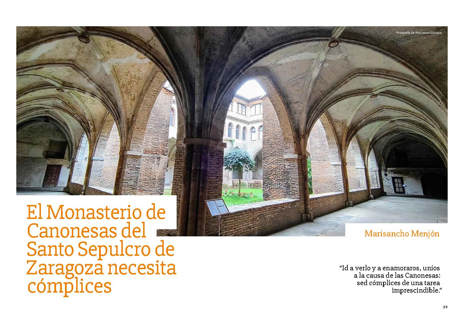 El Monasterio de las Canonesas del Santo Sepulcro de Zaragoza necesita cómplices